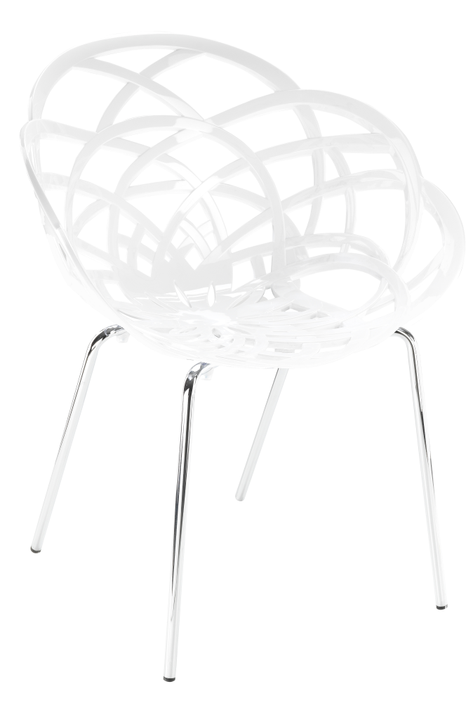 Papatya Flora Sessel-ML weißer Stuhlsitz, Sesselbeine chrome