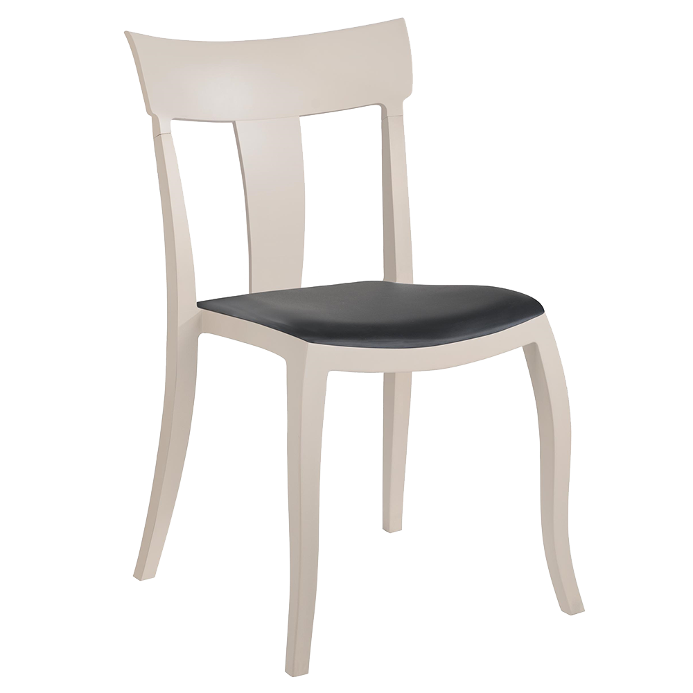 Stuhl mit Sitzkissen Toro-S beige Stamskin schwarzes Gewebe 002