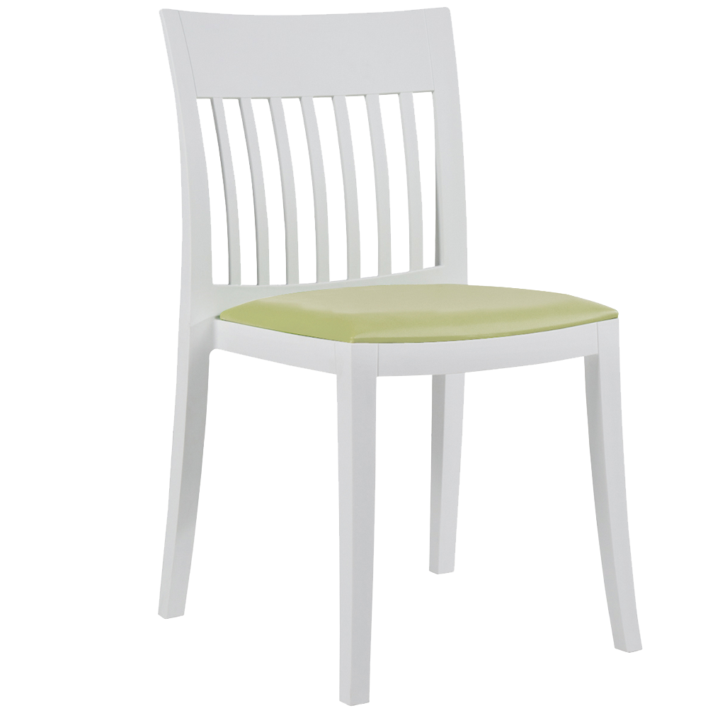 Stuhl mit Sitzkissen Eden-S weiß Stamskin Gewebe Zen grün 159