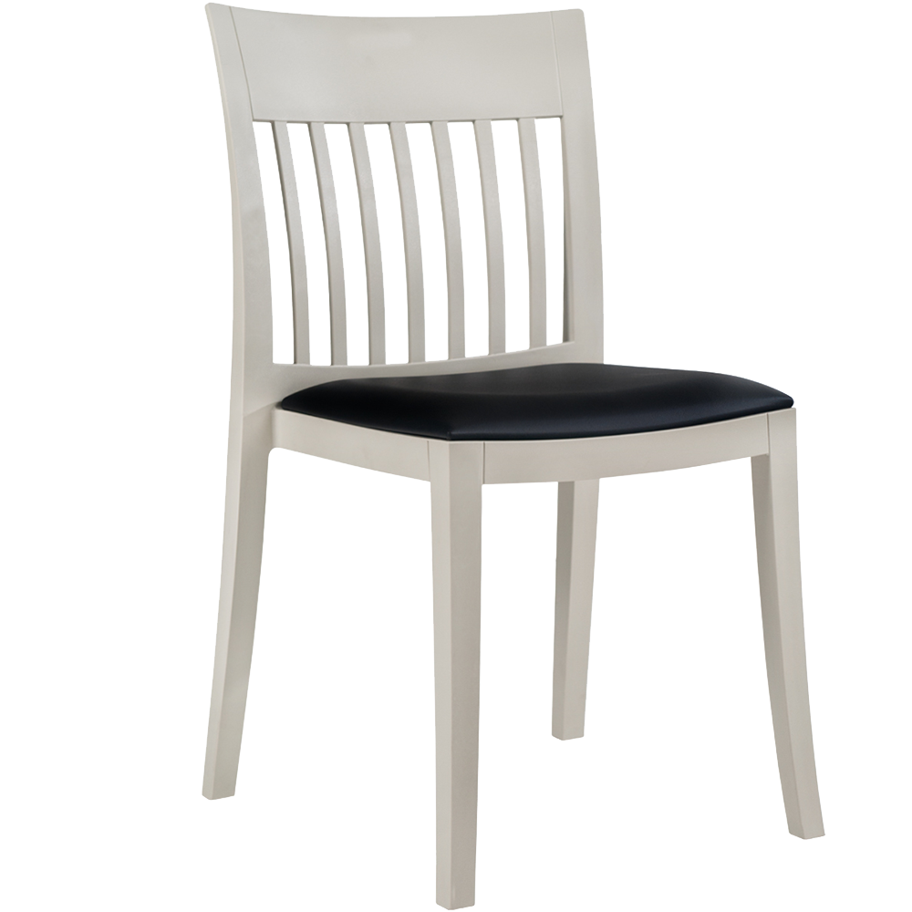 Stuhl mit Sitzkissen Eden-S hellgrau Stamskin schwarzes Gewebe 002