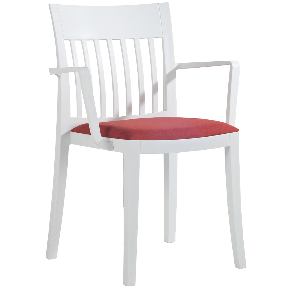 Sessel mit Sesselkissen Eden-K weiß Stamskin Gewebe Zinnoberrot F4340-07478