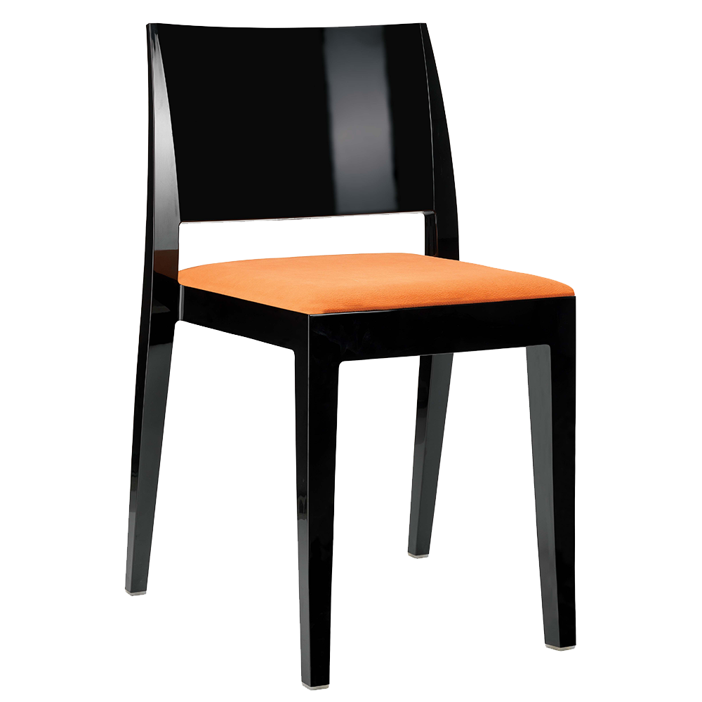 Stuhl mit Sitzkissen Gyza schwarz Stamskin Gewebe orange