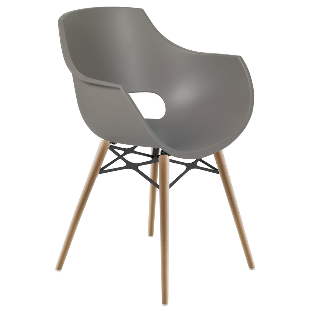 Stuhl Papatya Opal Wox Pro graubrauner, Beine aus Buchenholz