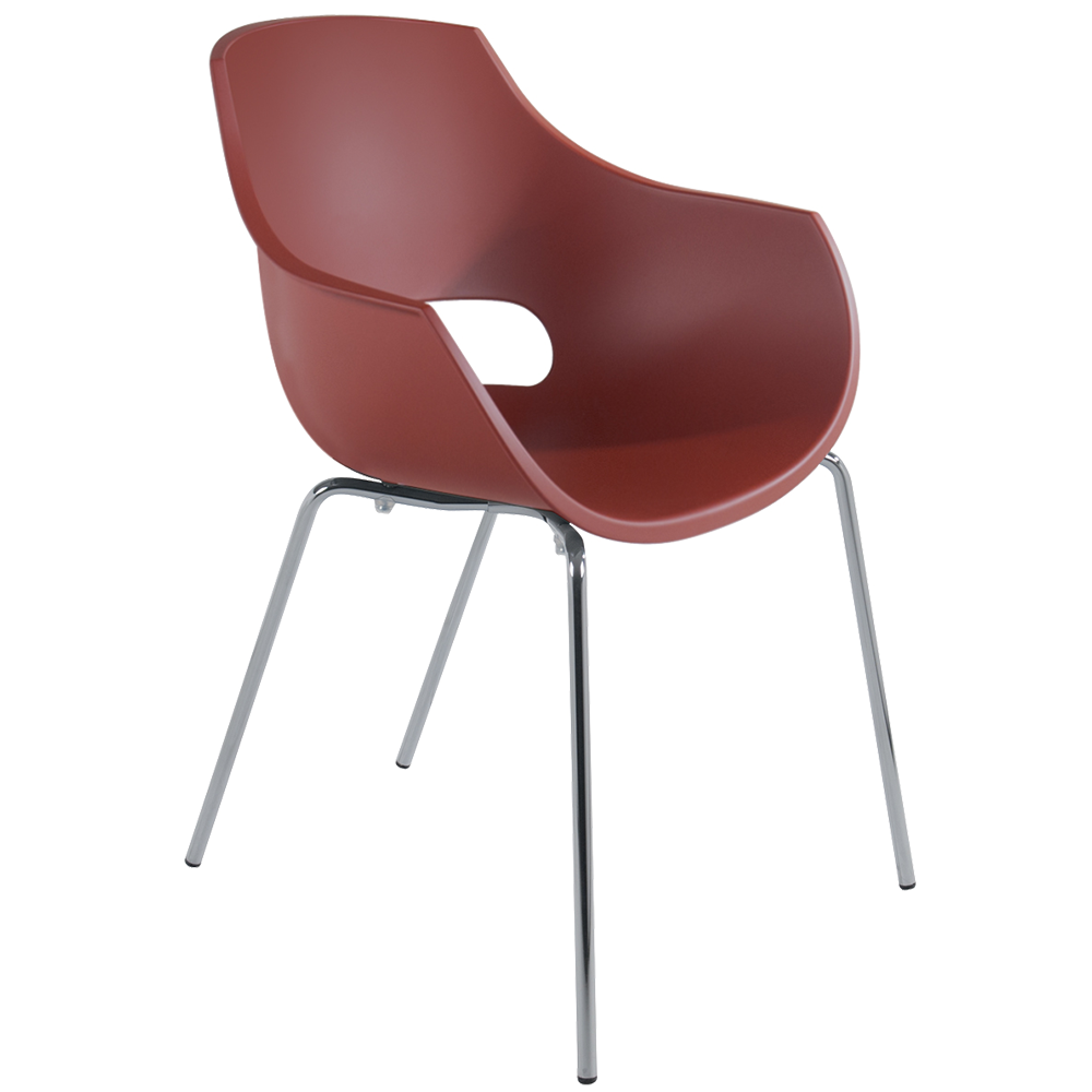 Papatya Opal-ML PRO Sessel dunkelrot, Sesselbeine chrome