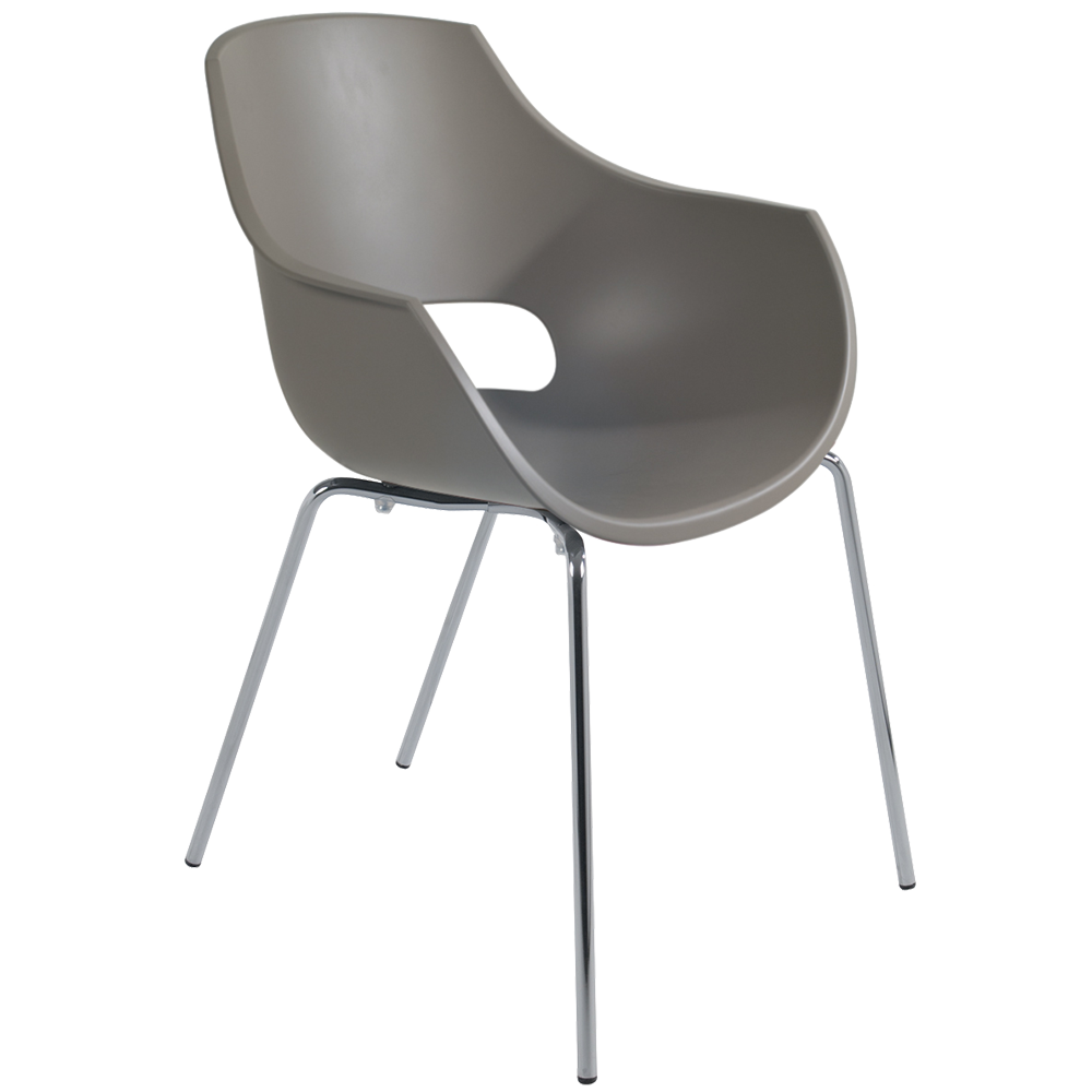 Papatya Opal-ML PRO Sessel grau-braun, Sesselbeine chrome