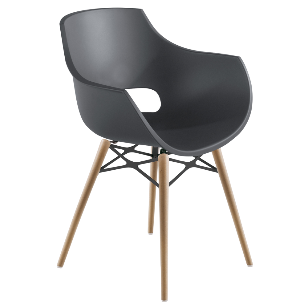 Sessel Papatya Opal Wox Pro, Anthrazit, Beine aus Buchenholz