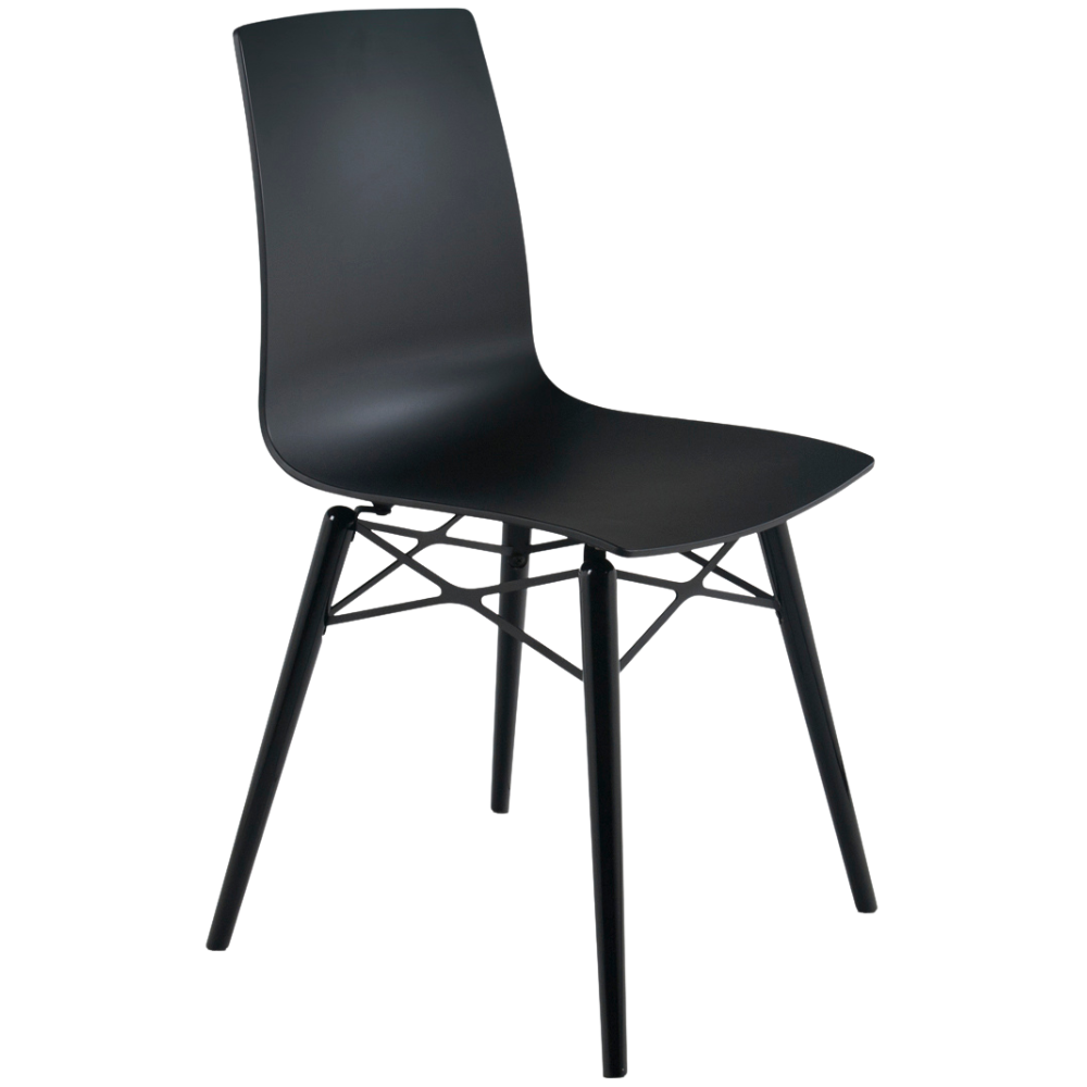 Papatya X-Treme S Wox Pro Stuhl ist schwarz, Beine aus Buchenholz sind schwarz