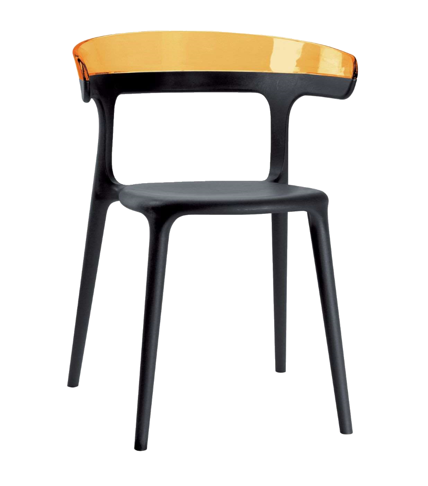 Papatya Luna Sessel schwarzer Stuhlsitz, Oberteil transparent orange