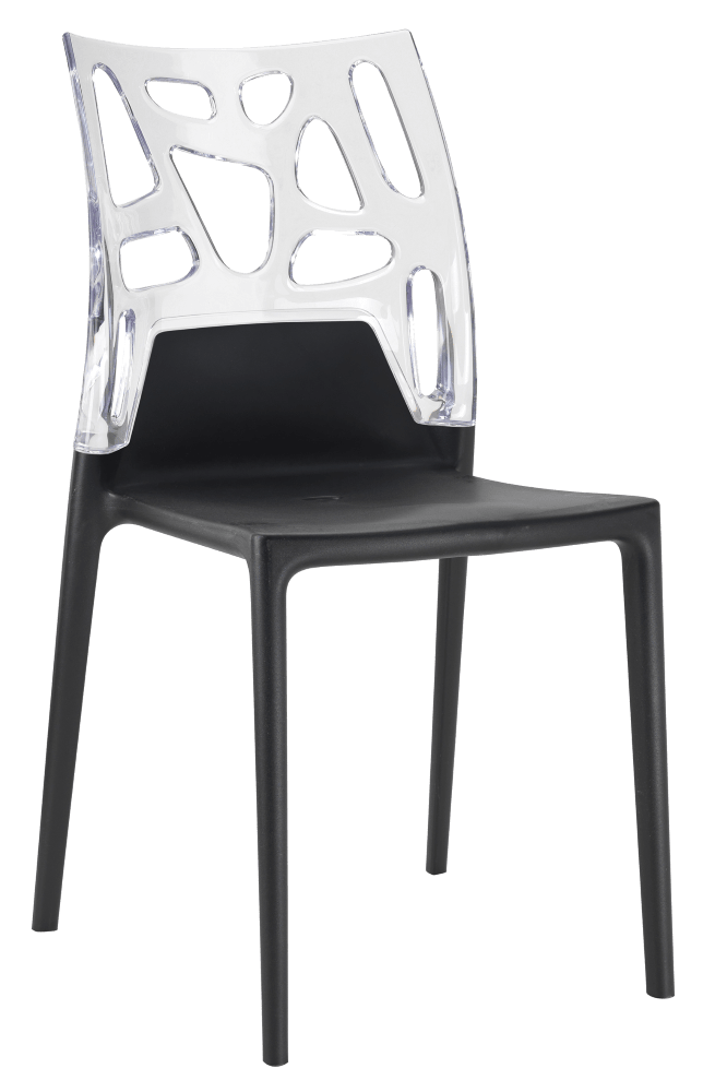 Papatya Ego-Rock Stuhl schwarzer Stuhlsitz, Oberteil transparent