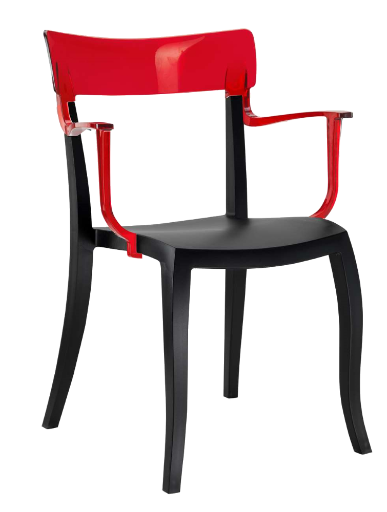 Papatya Hera-K Sessel schwarzer Stuhlsitz, Oberteil transparent rot