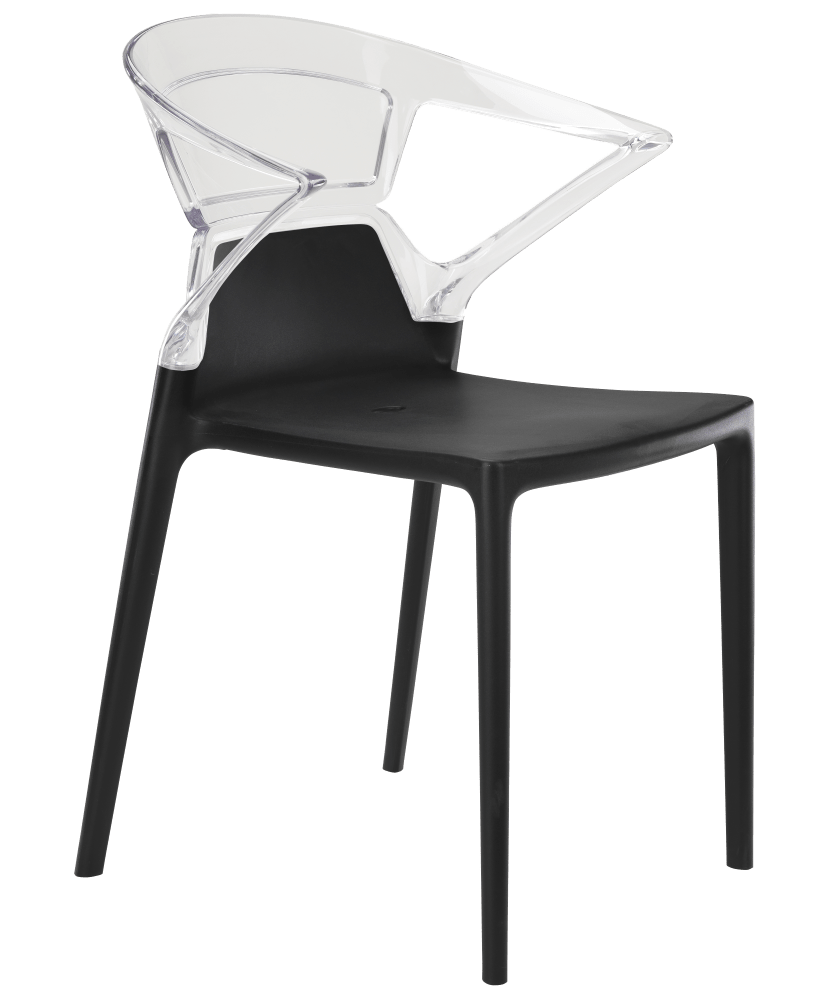 Papatya Ego-K Sessel schwarzer Stuhlsitz, Oberteil transparent