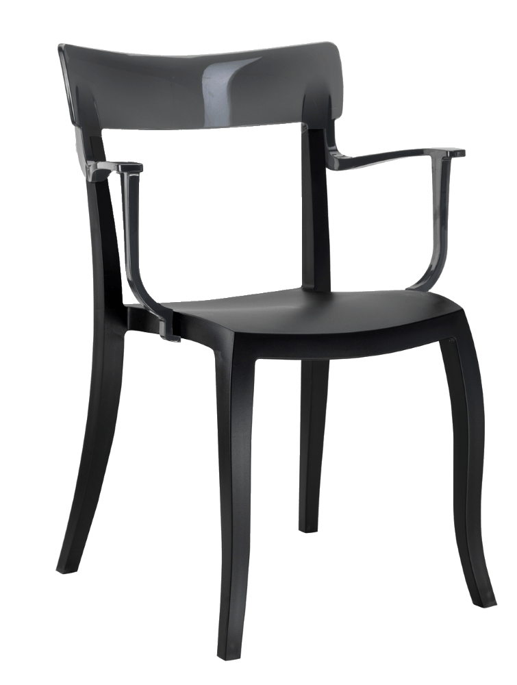 Papatya Hera-K Sessel schwarzer Stuhlsitz, Oberteil transparent grau