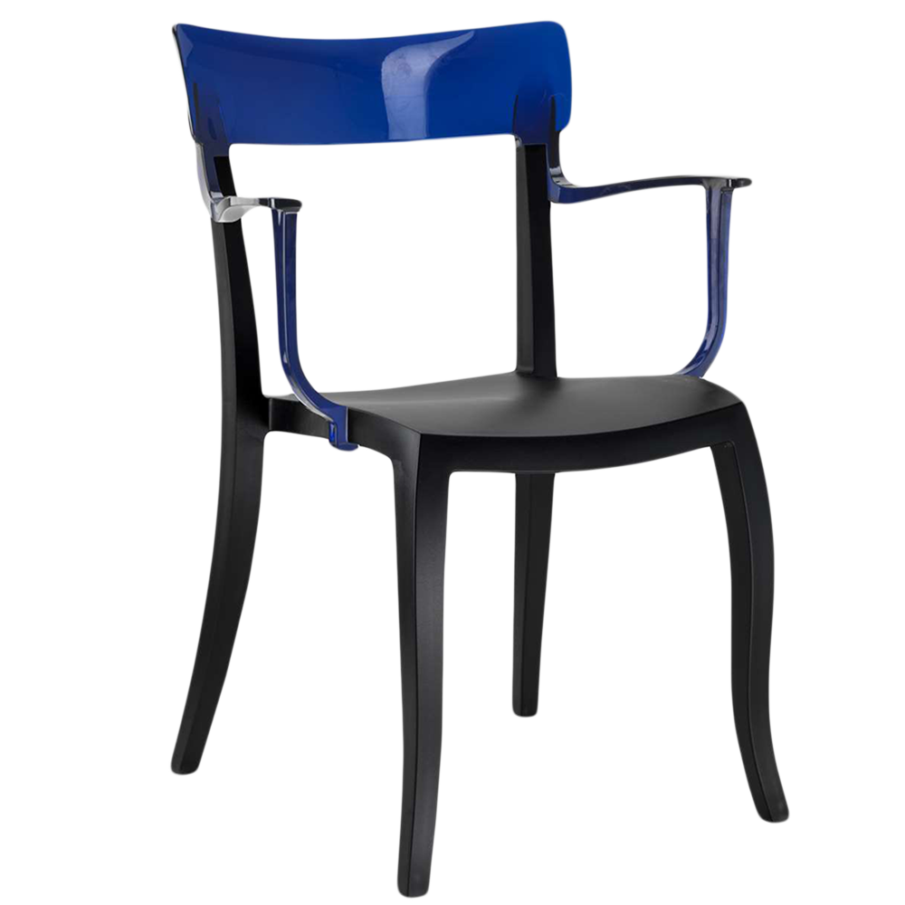 Papatya Hera-K Sessel schwarzer Stuhlsitz, Oberteil transparent Blau