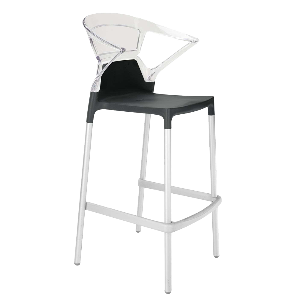 Papatya Ego-K Barhocker schwarzer Stuhlsitz, Oberteil transparent