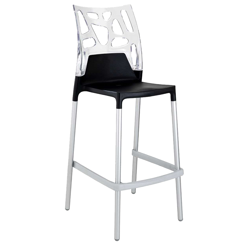 Papatya Ego-Rock Barhocker schwarzer Stuhlsitz, Oberteil transparent