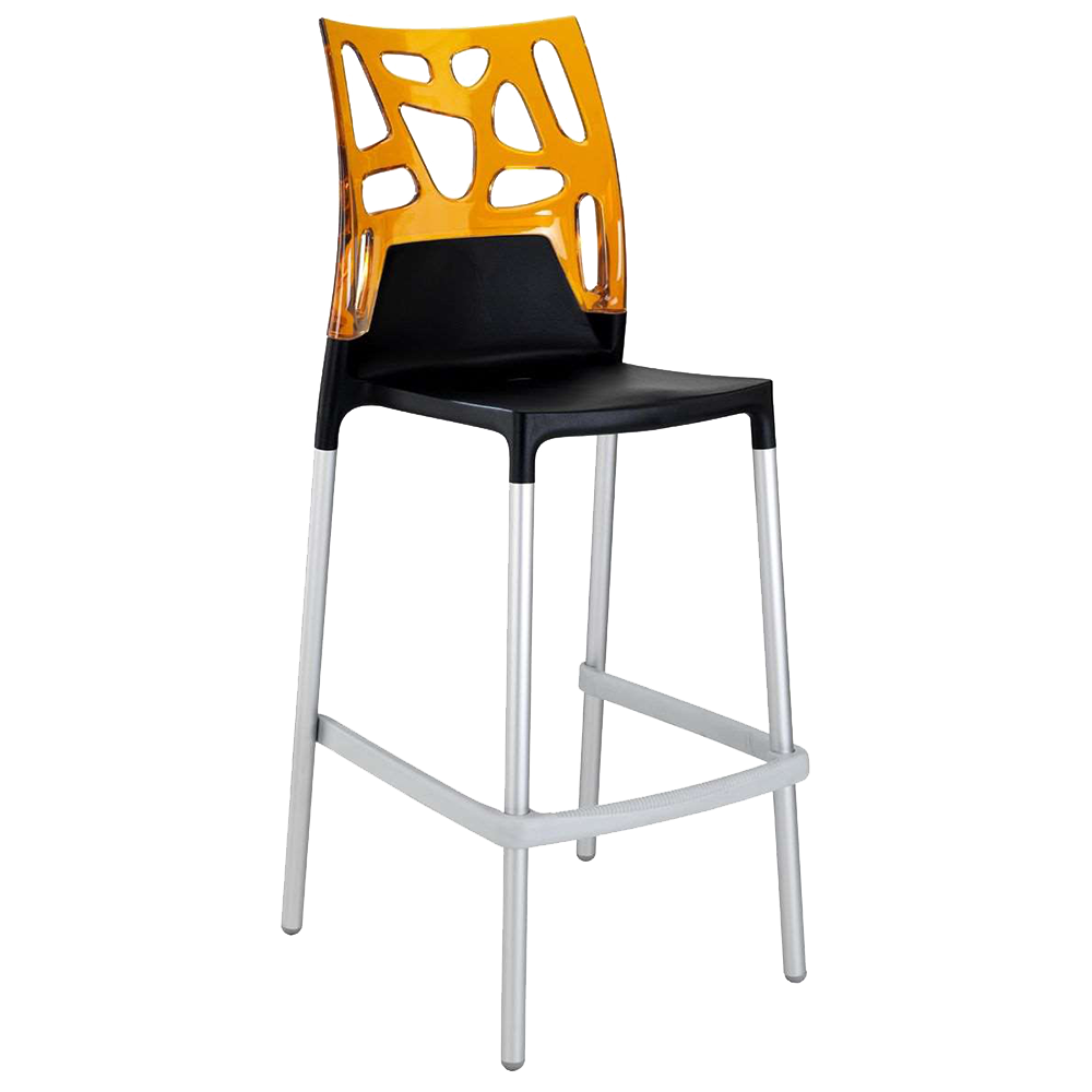 Papatya Ego-Rock Barhocker schwarzer Stuhlsitz, Oberteil transparent orange