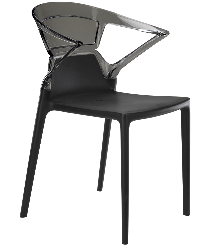 Papatya Ego-K Sessel schwarzer Stuhlsitz, Oberteil transparent grau
