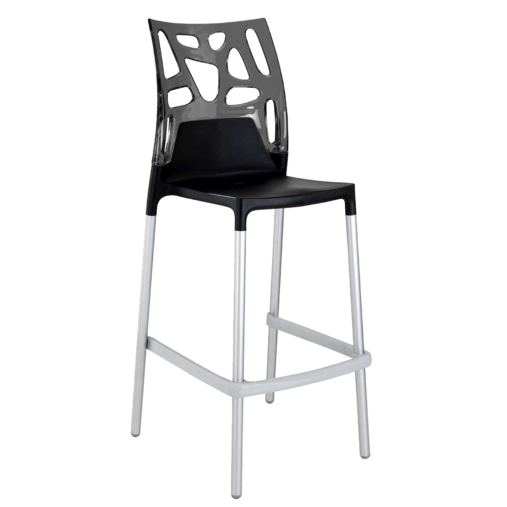 Papatya Ego-Rock Barhocker schwarzer Stuhlsitz, Oberteil transparent grau