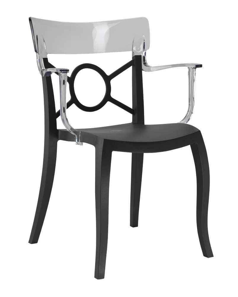Papatya Opera-K Sessel schwarzer Stuhlsitz , Oberteil transparent