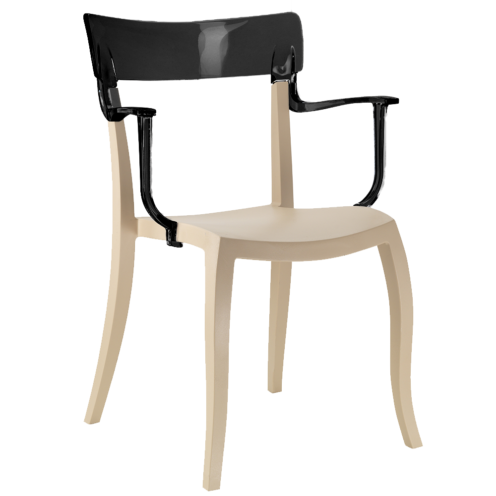 Papatya Hera-K Sessel hellbeige Stuhlsitz, Oberteil Schwarz