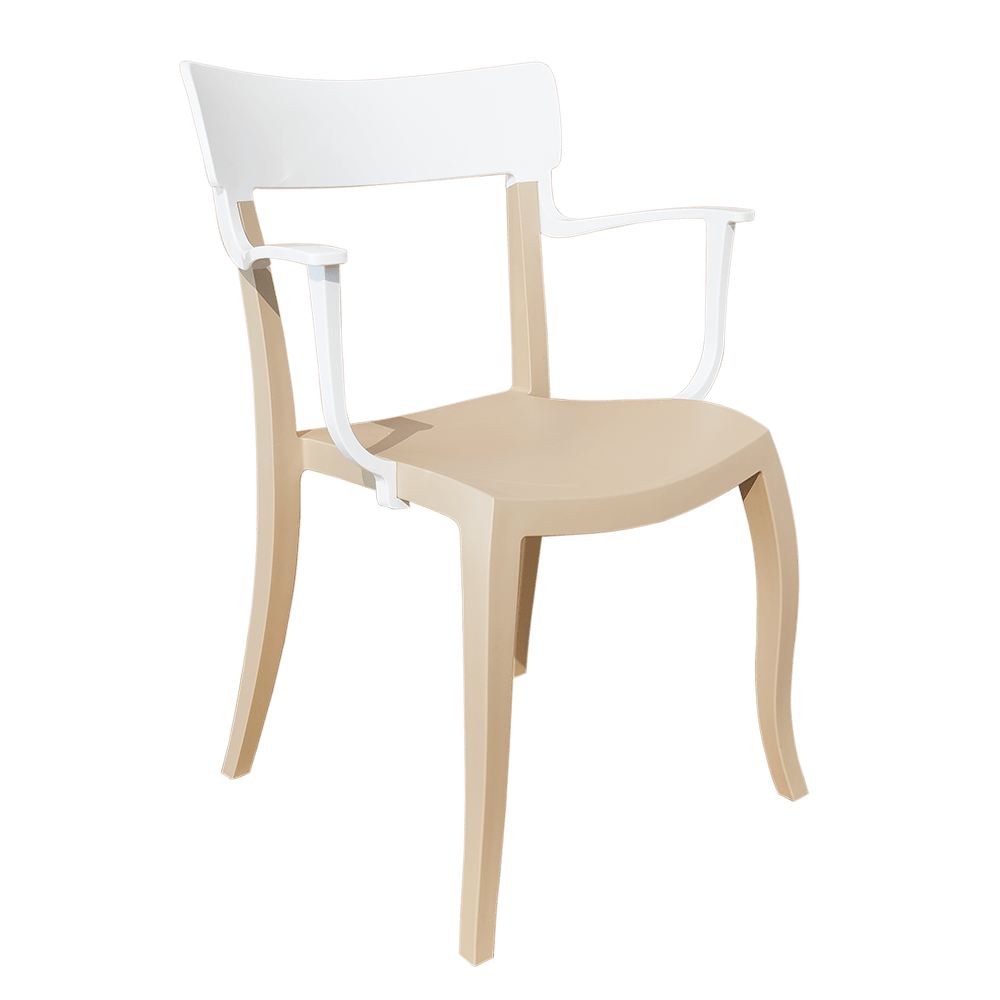 Papatya Hera-K Sessel hellbeige Stuhlsitz, Oberteil weiß