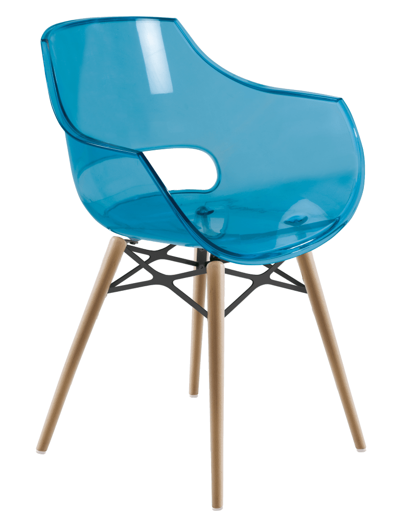 Papatya Opal Sessel-Wox transparent Blau, Material Buchenholz