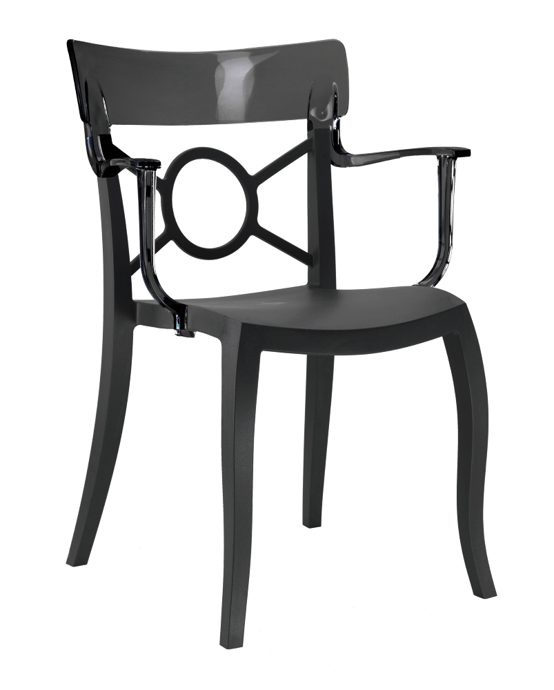 Papatya Opera-K Sessel schwarzer Stuhlsitz , Oberteil transparent grau