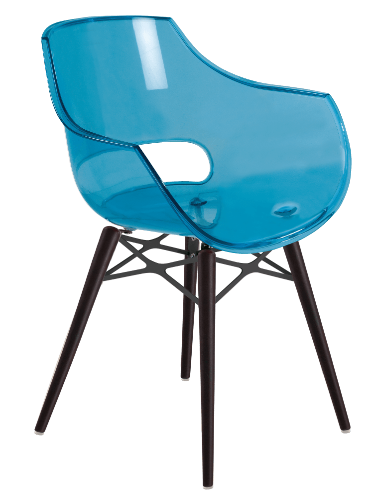 Sessel Papatya Opal-Wox transluzent blau, Gestell Buche Wenge lackiert