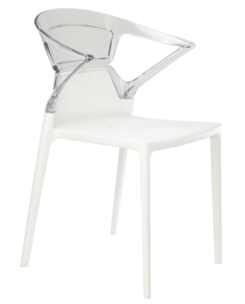 Papatya Ego-K Sessel weißer Stuhlsitz, Oberteil transparent