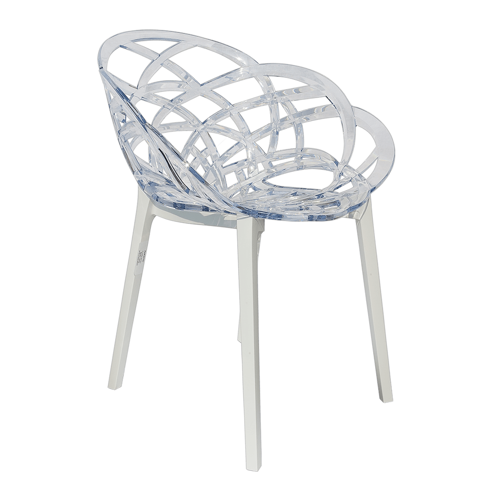 Papatya Flora Sessel transparente Stuhlsitz, Unterteil weiß