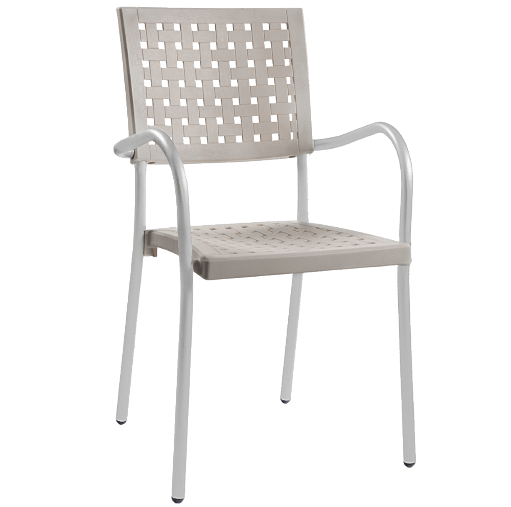 Papatya Karea Sessel elfenbein Farbe, Aluminiumbasis