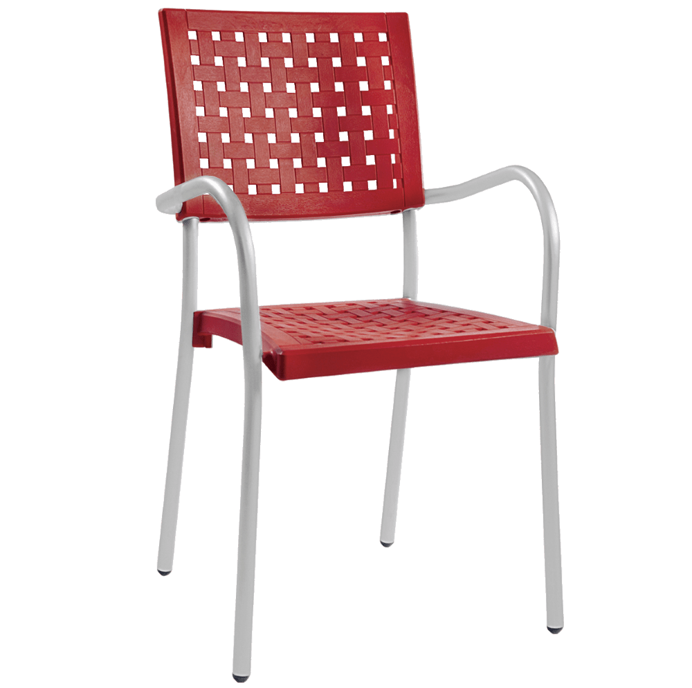 Papatya Karea Sessel rot, Aluminiumbasis