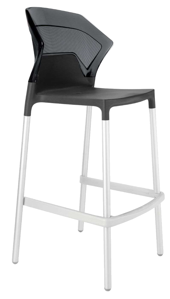 Papatya Ego-S Barhocker anthrazitgrau Stuhlsitz, Oberteil transparent grau