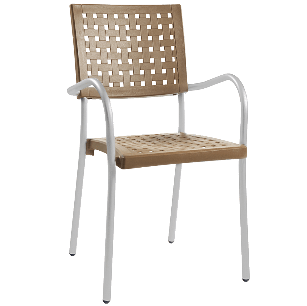 Papatya Karea Sessel Teakholz, Aluminiumbasis