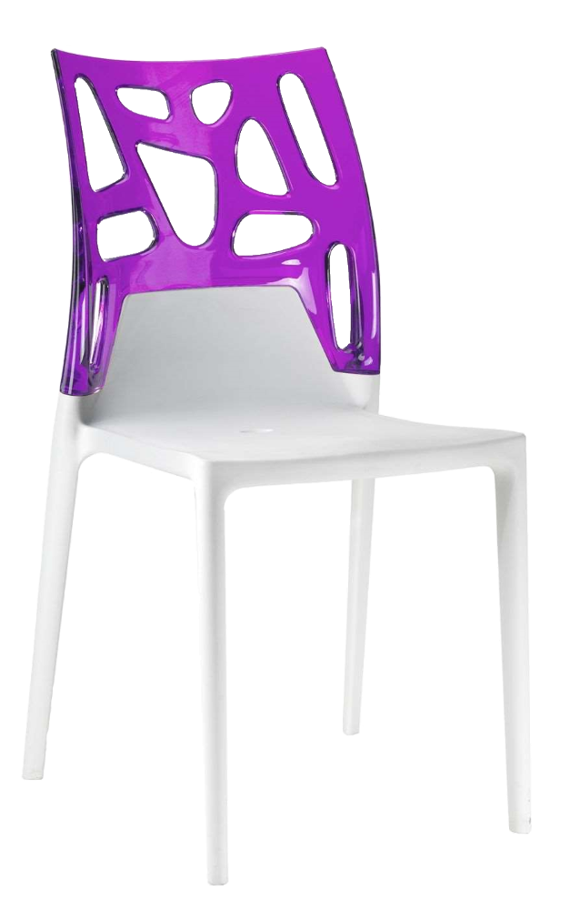 Papatya Ego-Rock Stuhl weißer Stuhlsitz, Oberteil transparent Magenta