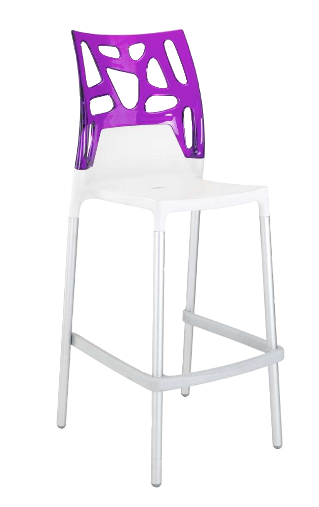 Papatya Ego-Rock Barhocker weißer Stuhlsitz, Oberteil transparent Magenta