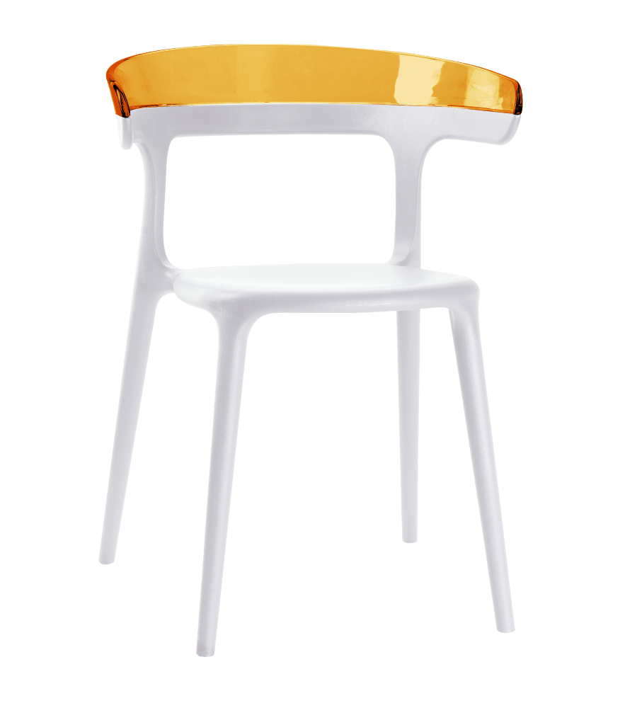 Papatya Luna Sessel weißer Stuhlsitz, Oberteil transparent orange