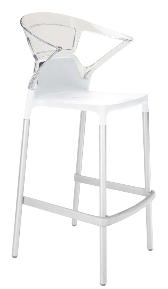 Papatya Ego-K Barhocker weißer Stuhlsitz, Oberteil transparent