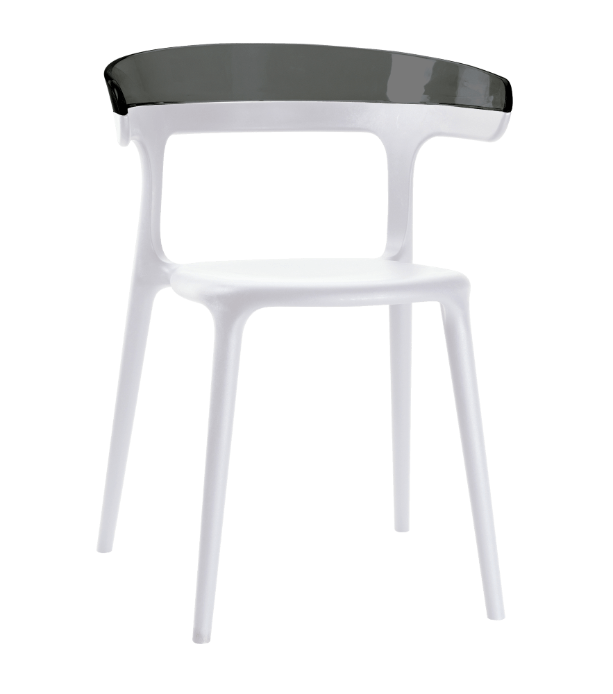 Papatya Luna Sessel weißer Stuhlsitz, Oberteil transparent grau