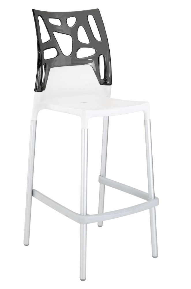 Papatya Ego-Rock Barhocker weißer Stuhlsitz, Oberteil transparent grau