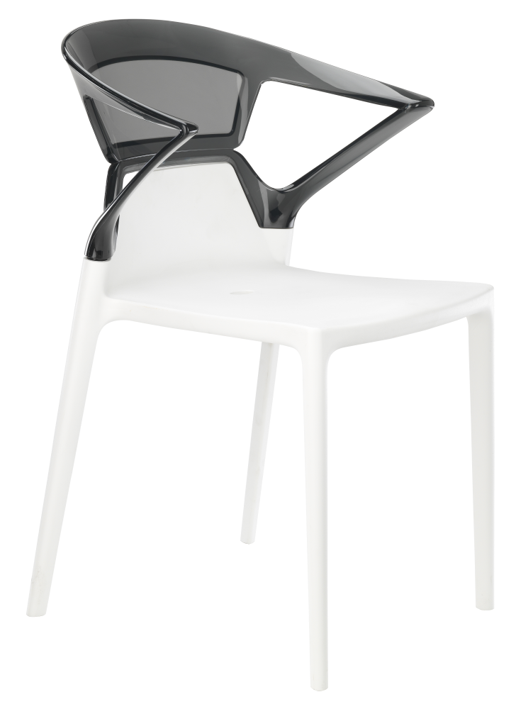 Papatya Ego-K Sessel weißer Stuhlsitz, Oberteil transparent grau