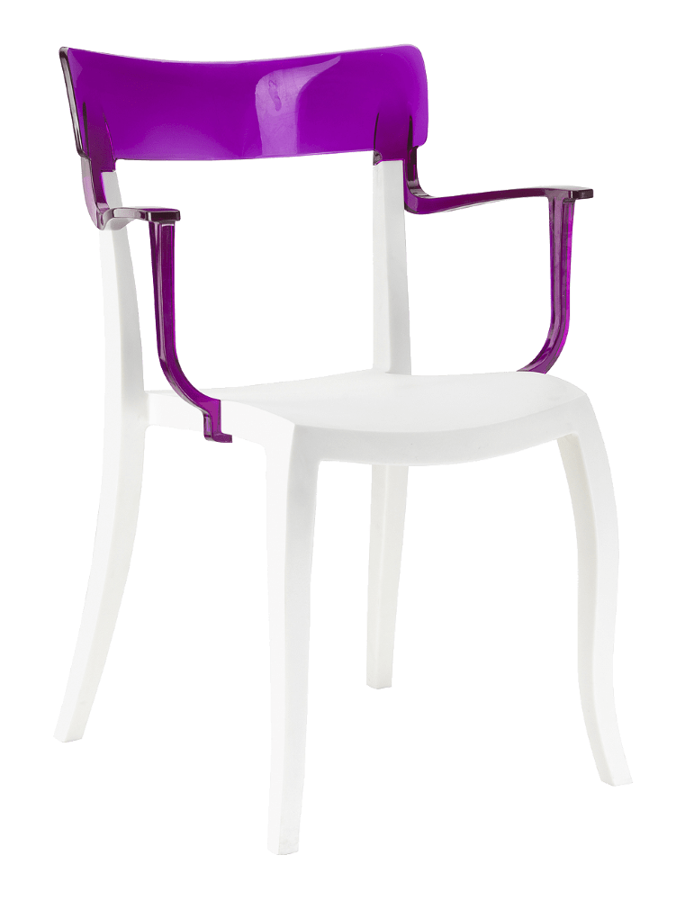 Papatya Hera-K Sessel weißer Stuhlsitz, Oberteil transparent Magenta