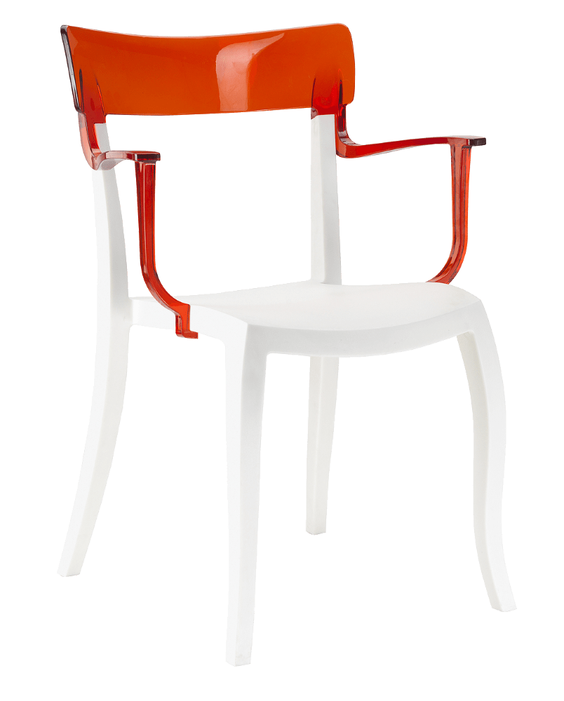 Papatya Hera-K Sessel weißer Stuhlsitz, Oberteil transparent rot