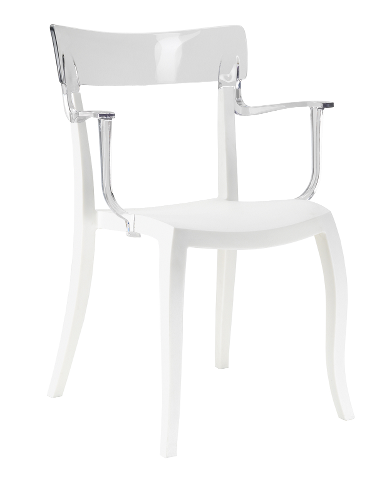 Papatya Hera-K Sessel weißer Stuhlsitz, Oberteil transparent
