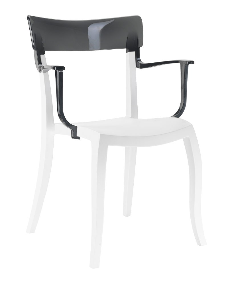 Papatya Hera-K Sessel weißer Stuhlsitz, Oberteil transparent grau