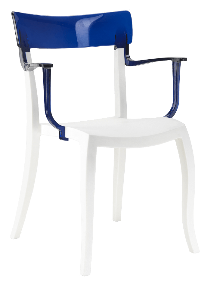 Papatya Hera-K Sessel weißer Stuhlsitz, Oberteil transparent Blau
